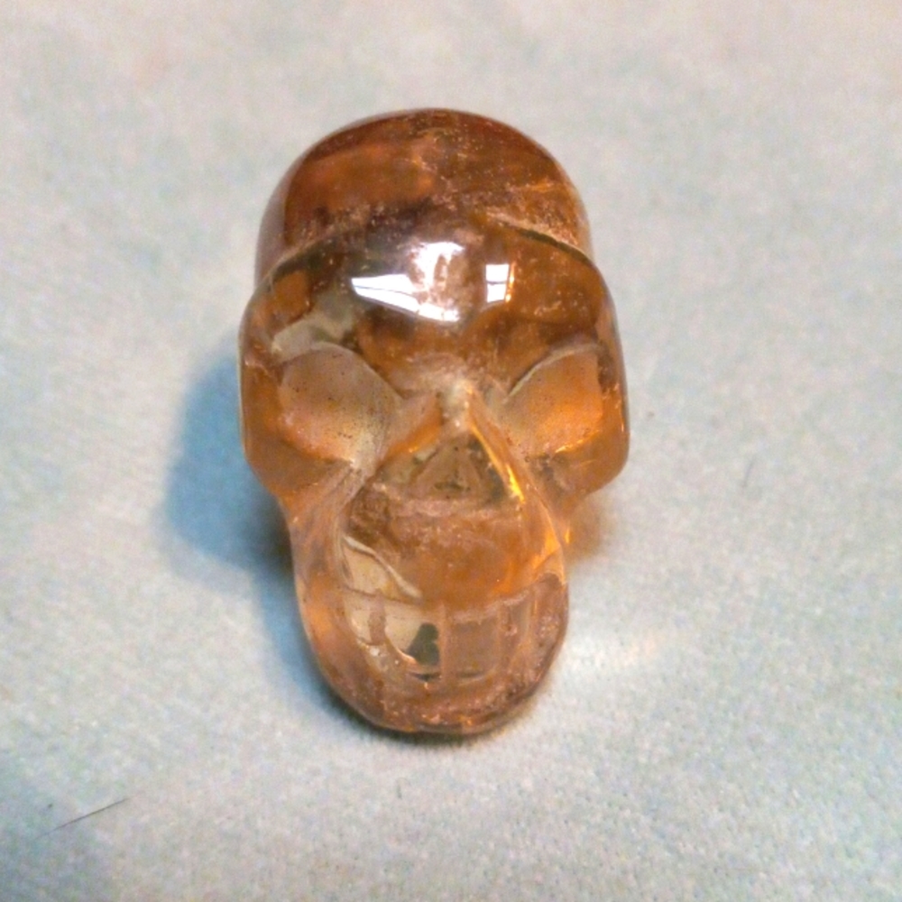 One of a kind citrine quartz gemstone skull